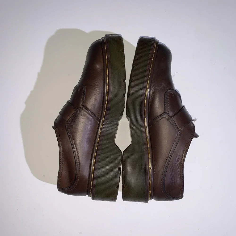 Dr. Martens Shoes Mens UK 10 Brown Leather Buckle Slip On Loafers England 8314